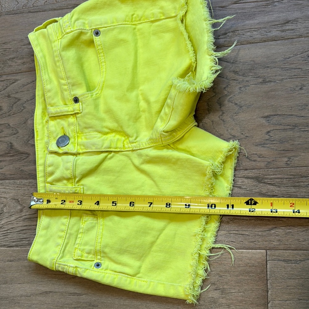 American Eagle Outfitters Neon Yellow Cutoff Jean Shorts Size 0 - Picture 7 of 8